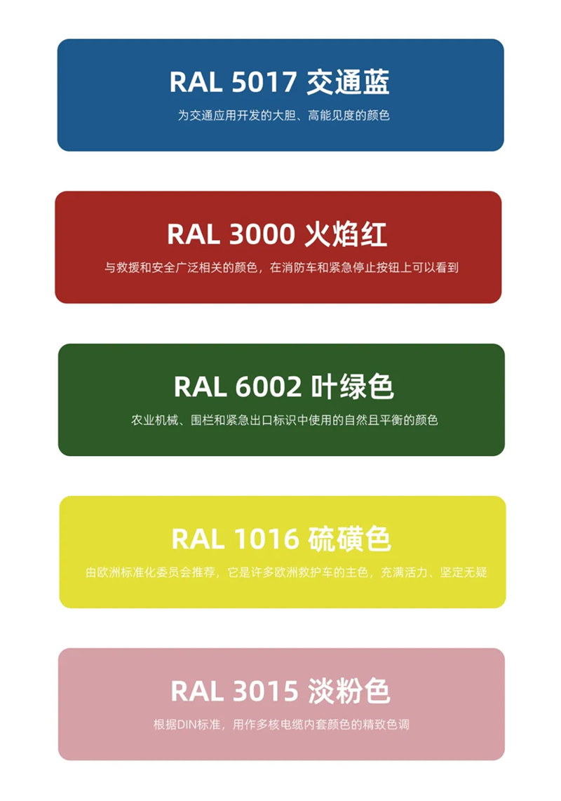 RAL色卡五色介紹